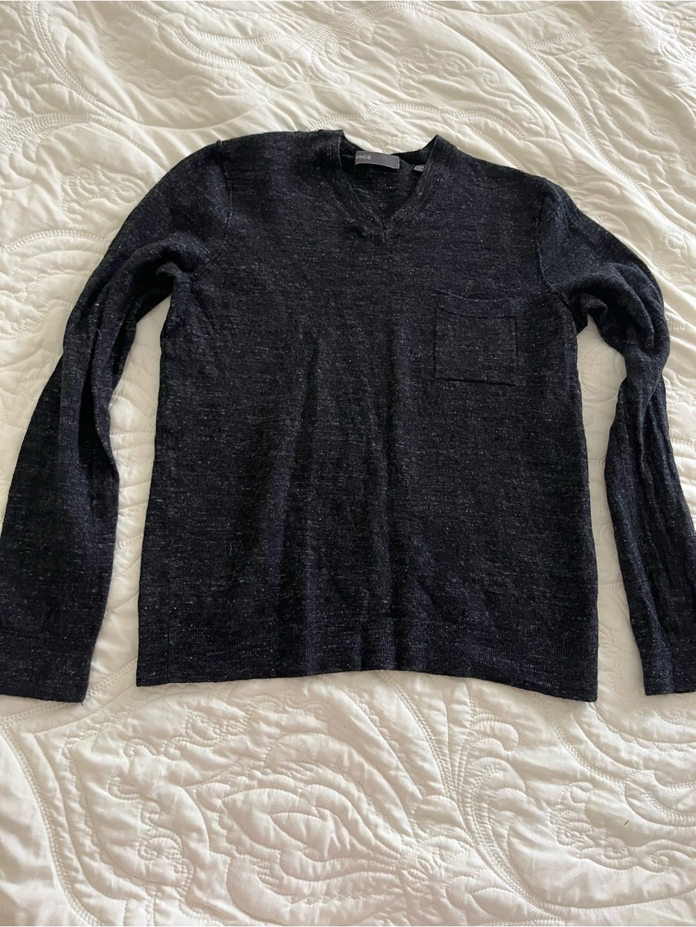 Vince Women's Charcoal V-Neck Cashmere Blend Sweater XS - Picture 2 of 9